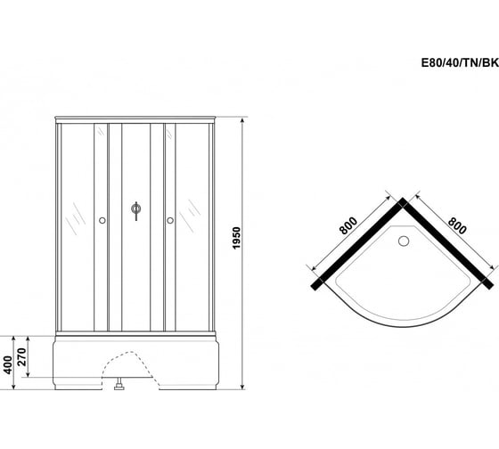 Душевая кабина NIAGARA Eco 800x800x1950 мм, 4 места E80/40/TN/BK