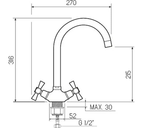 Смеситель для кухни Ростовская мануфактура сантехники SL138-274F