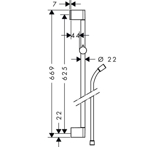 Штанга для душа HANSGROHE UnicaCroma 65 см 26503000 00000042424
