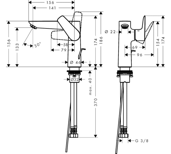 Смеситель для раковины HANSGROHE Talis E 150 71754670 00000071124