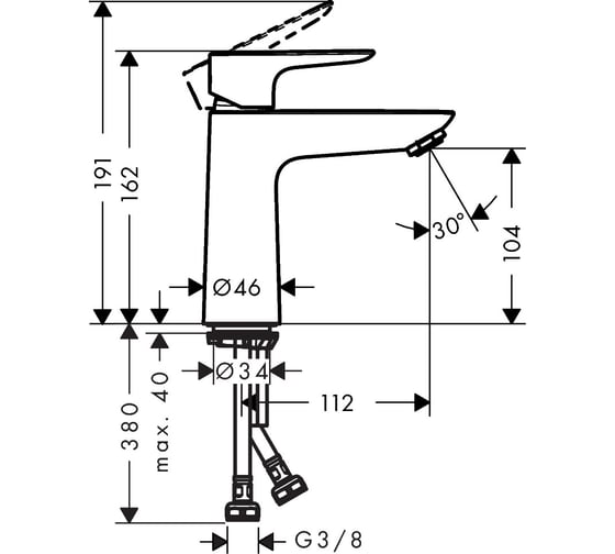 Смеситель для раковины HANSGROHE 71711000 HG Talis E 110 push-open 00000050848