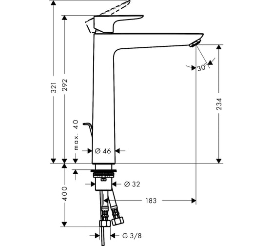Смеситель для раковины HANSGROHE HG Talis E 240 71716700 00000071114