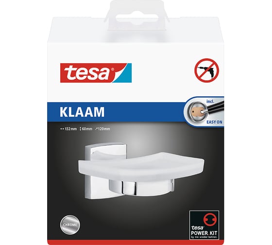 Мыльница для душевой TESA Klaam самоклеящаяся, 60x132x120 мм 40268-00000-00