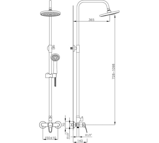 Смеситель для душа Decoroom Тропический дождь DR37070