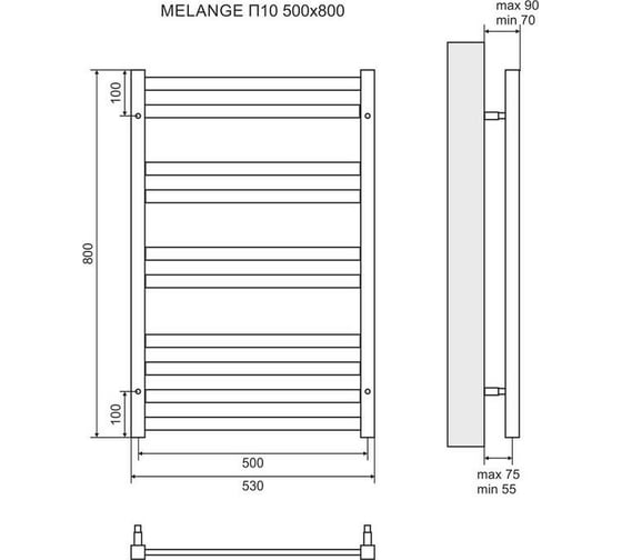 Электрический полотенцесушитель Lemark Melange П10 500x800, левый/правый, белый LM49810EW