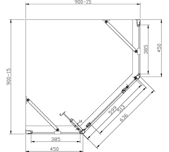 Душевое ограждение Azario DALLAS 112P 90х90х200, хром, 5 мм прозрачное стекло 00021481