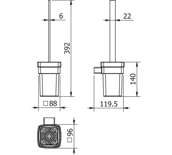 Ерш LANGBERGER стекло, к стене, квадратный SH 11325A