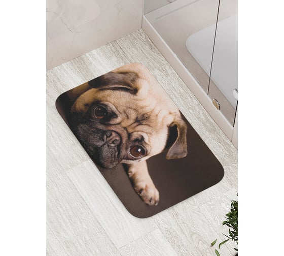 Коврик для ванной комнаты и туалета противоскользящий JOYARTY Задумчивый мопс 52x77 см bath_41905 1