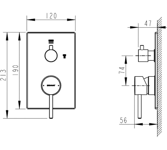Смеситель для душа Bravat Arc P69193C-2-ENG 00-00041384