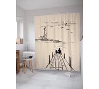 Штора занавеска для ванной тканевая JOYARTY Рыбалка с видом на маяк 180x200 см, sc_389516