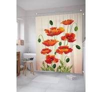 Штора занавеска для ванной тканевая JOYARTY Цветущий мак 180x200 см, sc_70414