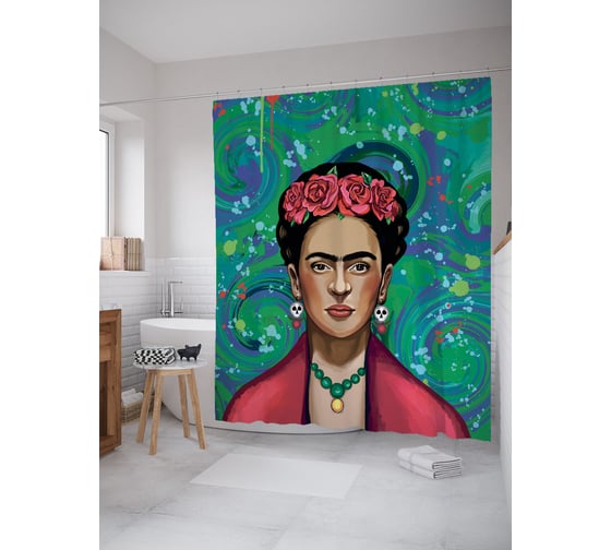 Штора занавеска для ванной тканевая JOYARTY Фрида арт 180x200 см, sc_385300