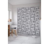 Штора для ванной тканевая JoyArty "Леопарды на сером фоне" 180x200 см sc_413992