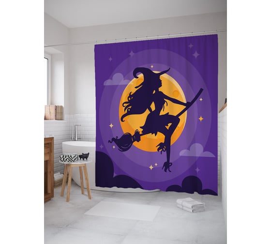 Штора занавеска для ванной тканевая JOYARTY Ведьма 180x200 см, sc_93504