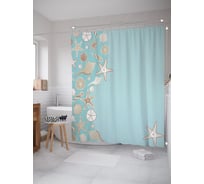 Штора занавеска для ванной тканевая JOYARTY Векторные ракушки 180x200 см, sc_80520