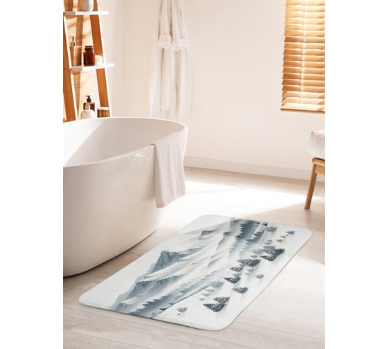 Коврик для ванной комнаты и туалета противоскользящий JOYARTY Снег в горах 60x100 см bath_sd1027_60x100 1