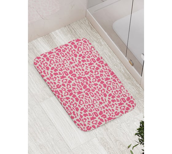 Коврик для ванной комнаты и туалета противоскользящий JOYARTY Розовый леопард 52x77 см bath_420015 1