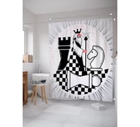 Штора занавеска для ванной тканевая JOYARTY Шахматный король 180x200 см, sc_84802