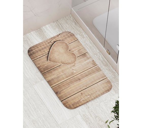 Коврик для ванной комнаты и туалета противоскользящий JOYARTY Деревянное сердце 52x77 см bath_43452 1