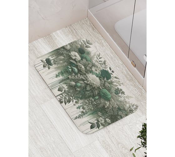 Коврик для ванной комнаты и туалета противоскользящий JOYARTY Растекающие цветы 52x77 см bath_sd3112 1