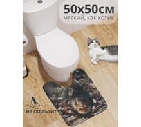 Коврик для туалета с вырезом противоскользящий JOYARTY Мощь льва 50x50 см wcbath_430022_50x50