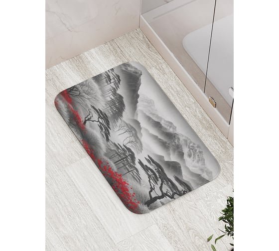 Коврик для ванной комнаты и туалета противоскользящий JOYARTY Японский туман 52x77 см bath_sd1034 1