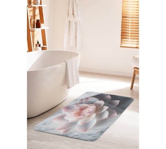 Коврик для ванной комнаты и туалета противоскользящий JOYARTY Лотос на мраморе 60x100 см bath_sd1145_60x100 1