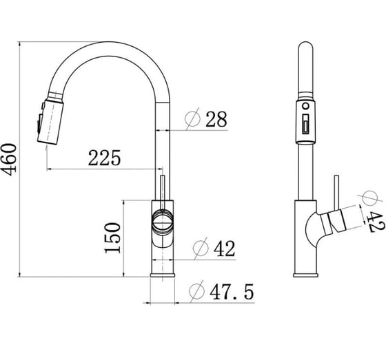Смеситель LONGRAN Techno LM2171, Black выдвижная лейка LM2171 BL