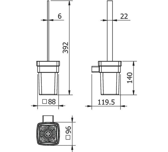 Ерш LANGBERGER стекло, к стене, квадратный SH 11325A-BP
