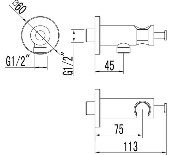 Кронштейн/подключение шланга Lemark "Аксессуары" для LM3719BL, графит LM3785GM