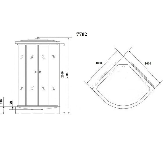 Душевая кабина NIAGARA NG- 1000x1000x2100 мм, низкий поддон 15 см, стенки белые, 3 места 7702DW