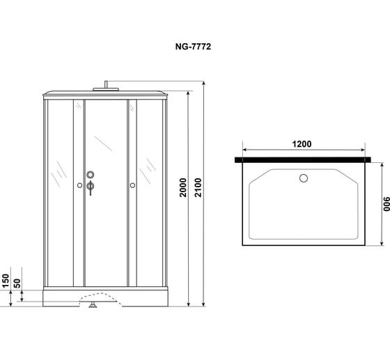 Душевая кабина NIAGARA NG- 1200x900x2100 мм, низкий поддон, стенки мрамор, 4 места 7772QM