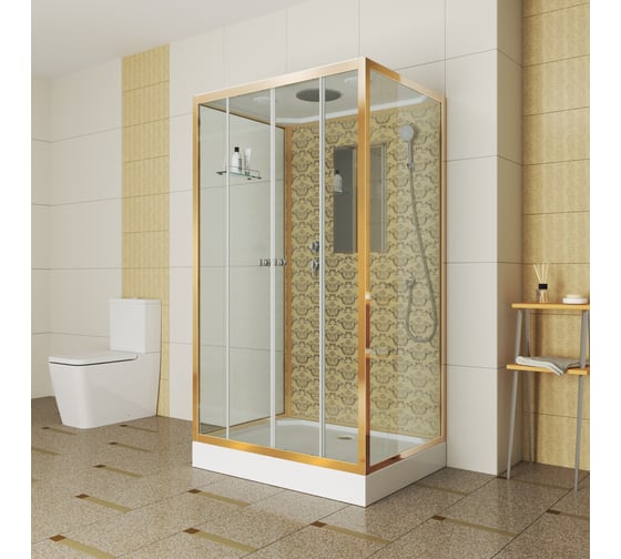 Душевая кабина NIAGARA NG- 1200x900x2100 мм, низкий поддон, стенки золото, 4 места 7772QG