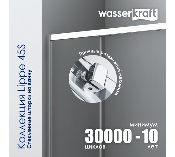 Стеклянная шторка на ванну WasserKRAFT Lippe 45S02-170