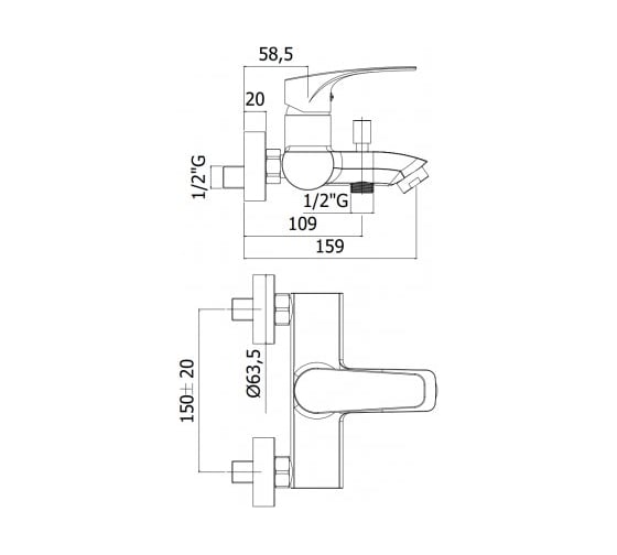 Смеситель для ванны Paffoni без душевого набора, хром Lime LM022CR 00246478