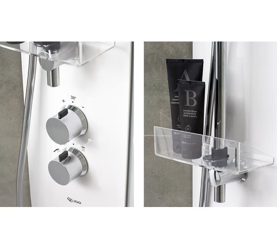 Душевая панель IDO Showerama 10-5 Comfort белая, c душевой стойкой белого цвета 558.131.00.1 00000061079