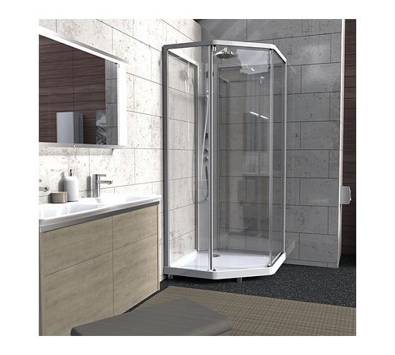 Задняя стенка душевой кабины IDO Showerama 10-5 Comfort матовое стекло, профиль алюминий, для пятиугольной кабины 558.316.00.1 00000062592