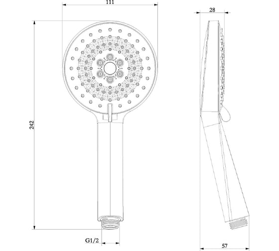 Душевая лейка Lemark "Аксессуары" круглая 3-функциональная Ø111x242 мм, хром, блистер LM8127C