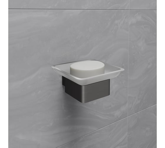 Мыльница Lemark SMOOTH LINE с держателем, графит 9746018