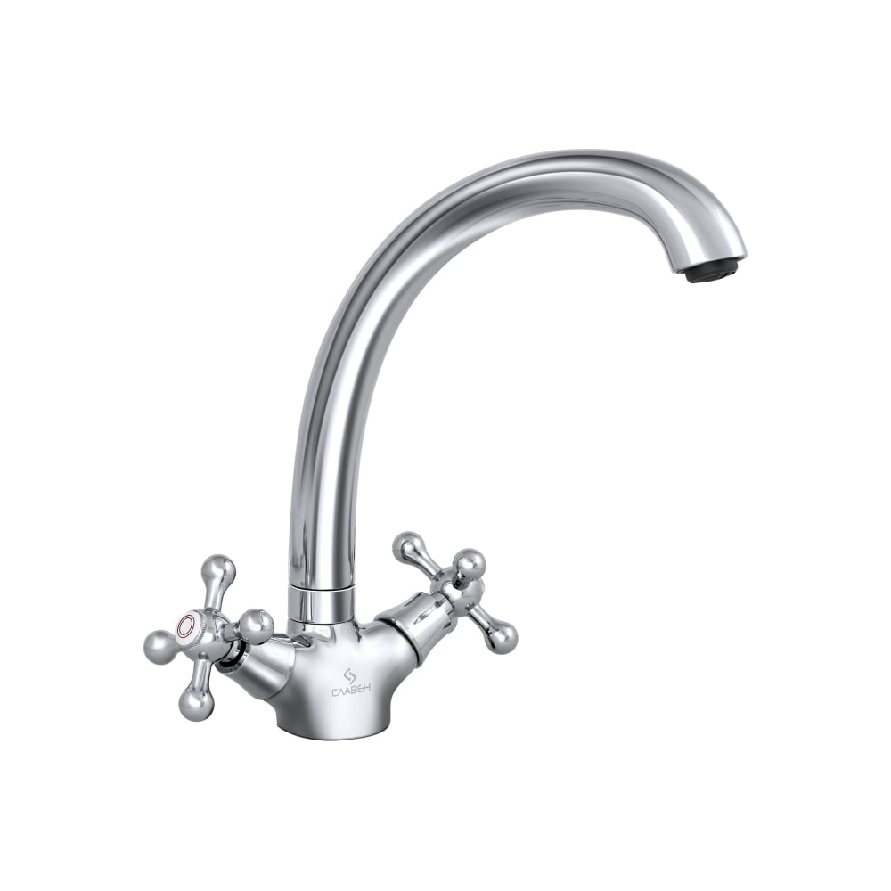 Смеситель для мойки и умывальника СЛАВЕН с высоким изливом, двуручный ...