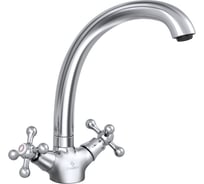 Смеситель для мойки и умывальника СЛАВЕН с высоким изливом, двуручный СЛ-ДВ-А11