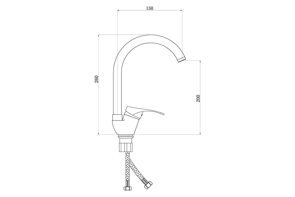 Смеситель для мойки СЛАВЕН с высоким изливом, одноручный СЛ-ОД-Б22 ...