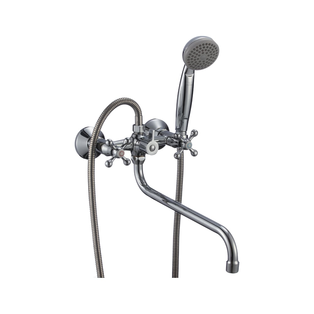 Смеситель для ванны СЛАВЕН с длинным изливом, переключатель флажковый ...