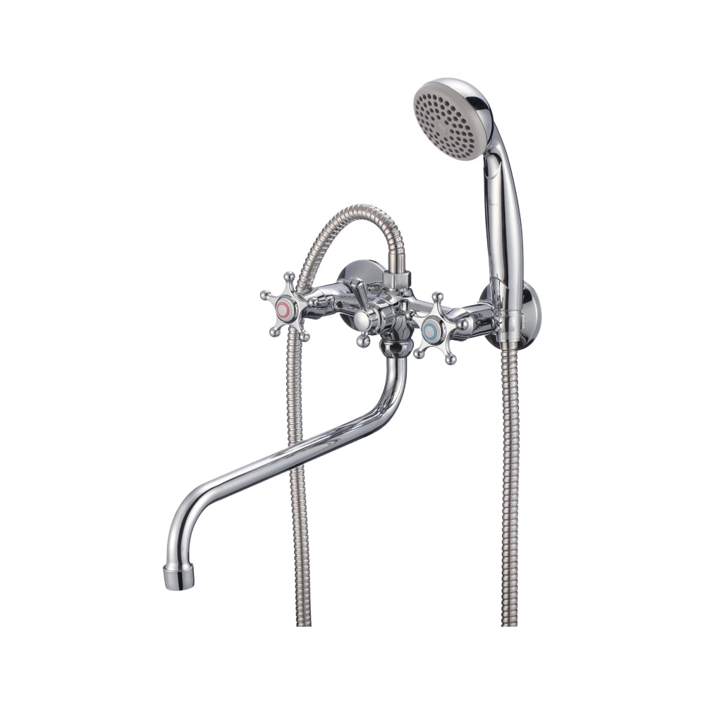 Смеситель для ванны СЛАВЕН с длинным изливом, переключатель флажковый ...