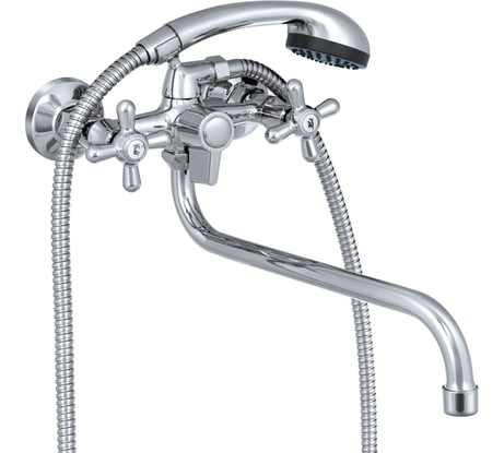 Смеситель для ванны и умывальника СЛАВЕН с поворотным изливом, двуручный, комплект СЛ-ДВ-О31