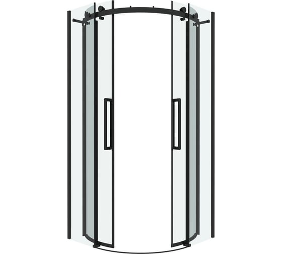 Душевое ограждение Grossman Classic 90х90х195 см, полукруг, раздвижное, черный матовый, стекло прозрачное 301.K33.04.9090.21.00
