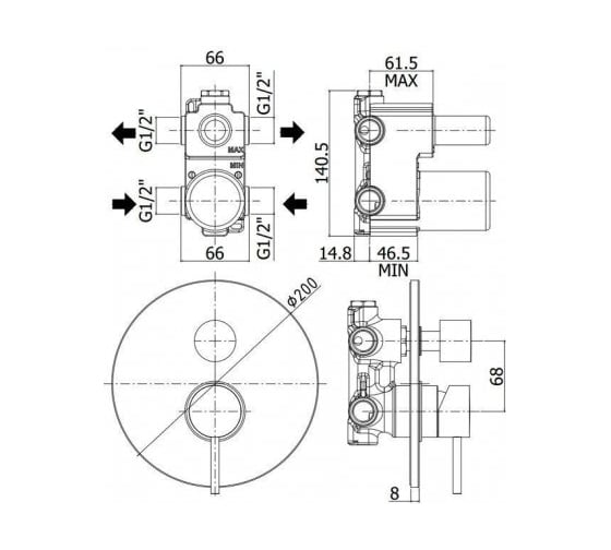 Смеситель для душа Paffoni LIGHT встраиваемый LIG019BO 260767 00260767