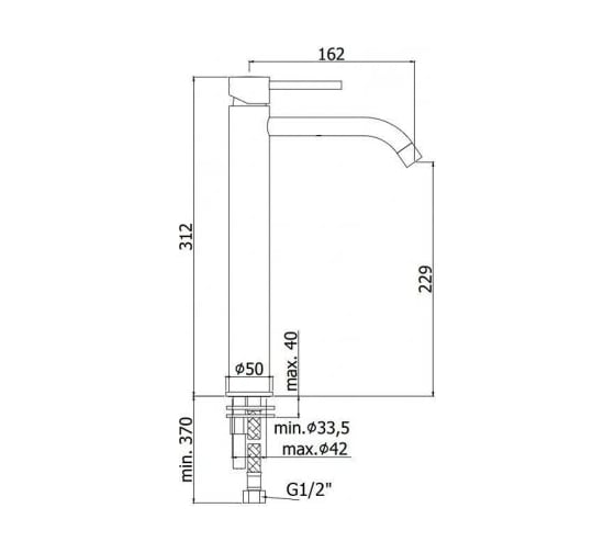 Смеситель для раковины Paffoni LIGHT LIG081BO высокий, без донного клапана 262986 00262986