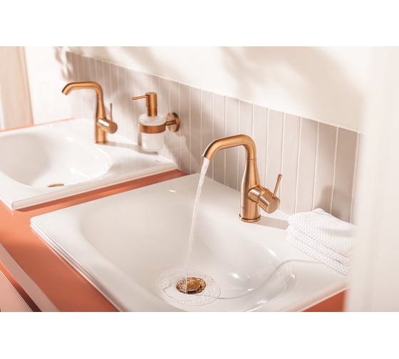 Смеситель для раковины GROHE Essence с донным клапаном, M-Size, теплый закат матовый 24173DL1