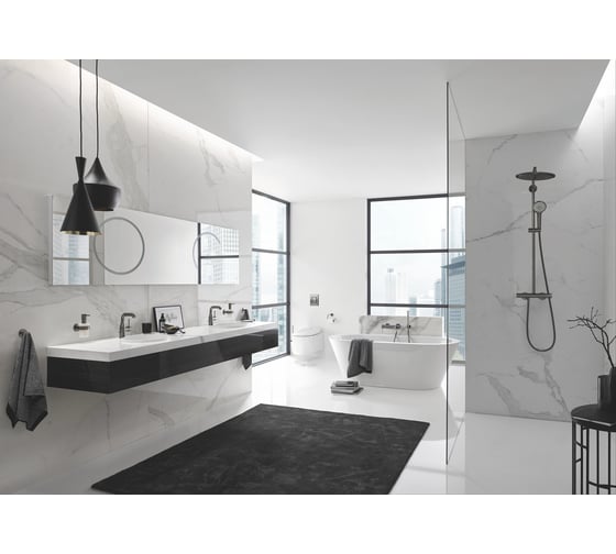 Смеситель для раковины GROHE Essence с донным клапаном, M-Size, темный графит матовый 24173AL1